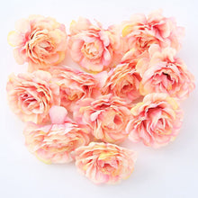 Cargar imagen en el visor de la galería, 10pcs/lot Artificial Flowers Silk Rose Head Wedding Decorations For Home Bride Bouquet DIY Headdress Garland Fake Flower Newyear