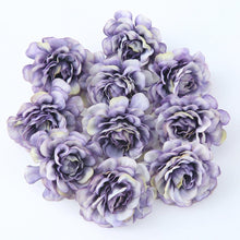 Cargar imagen en el visor de la galería, 10pcs/lot Artificial Flowers Silk Rose Head Wedding Decorations For Home Bride Bouquet DIY Headdress Garland Fake Flower Newyear