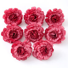 Cargar imagen en el visor de la galería, 10pcs/lot Artificial Flowers Silk Rose Head Wedding Decorations For Home Bride Bouquet DIY Headdress Garland Fake Flower Newyear