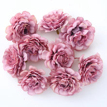 Cargar imagen en el visor de la galería, 10pcs/lot Artificial Flowers Silk Rose Head Wedding Decorations For Home Bride Bouquet DIY Headdress Garland Fake Flower Newyear