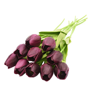 10PCS Tulip Artificial Flower Real Touch Artificial Bouquet Fake Flower for Wedding Decoration Flowers Home Garen Decor