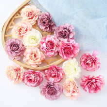 Cargar imagen en el visor de la galería, 10pcs/lot Artificial Flowers Silk Rose Head Wedding Decorations For Home Bride Bouquet DIY Headdress Garland Fake Flower Newyear
