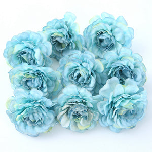 10pcs/lot Artificial Flowers Silk Rose Head Wedding Decorations For Home Bride Bouquet DIY Headdress Garland Fake Flower Newyear