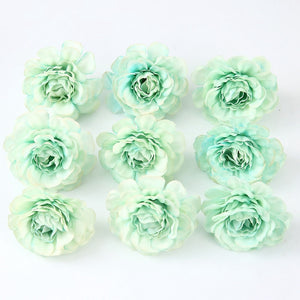 10pcs/lot Artificial Flowers Silk Rose Head Wedding Decorations For Home Bride Bouquet DIY Headdress Garland Fake Flower Newyear