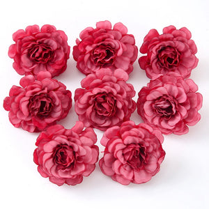 10pcs/lot Artificial Flowers Silk Rose Head Wedding Decorations For Home Bride Bouquet DIY Headdress Garland Fake Flower Newyear