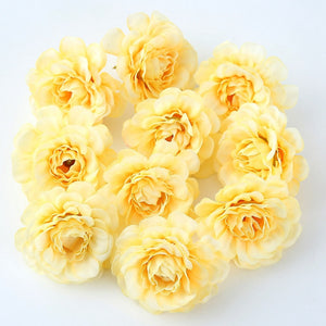 10pcs/lot Artificial Flowers Silk Rose Head Wedding Decorations For Home Bride Bouquet DIY Headdress Garland Fake Flower Newyear