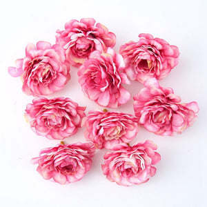 10pcs/lot Artificial Flowers Silk Rose Head Wedding Decorations For Home Bride Bouquet DIY Headdress Garland Fake Flower Newyear