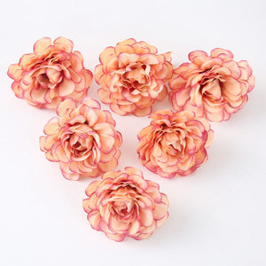 10pcs/lot Artificial Flowers Silk Rose Head Wedding Decorations For Home Bride Bouquet DIY Headdress Garland Fake Flower Newyear